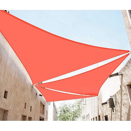 Amazon Sunny Guardひよけシェード 雨よけシェード 防水シェード 撥水シェード クールシェード サンシェード車 三角5 5 5m レッド オーニング シェード