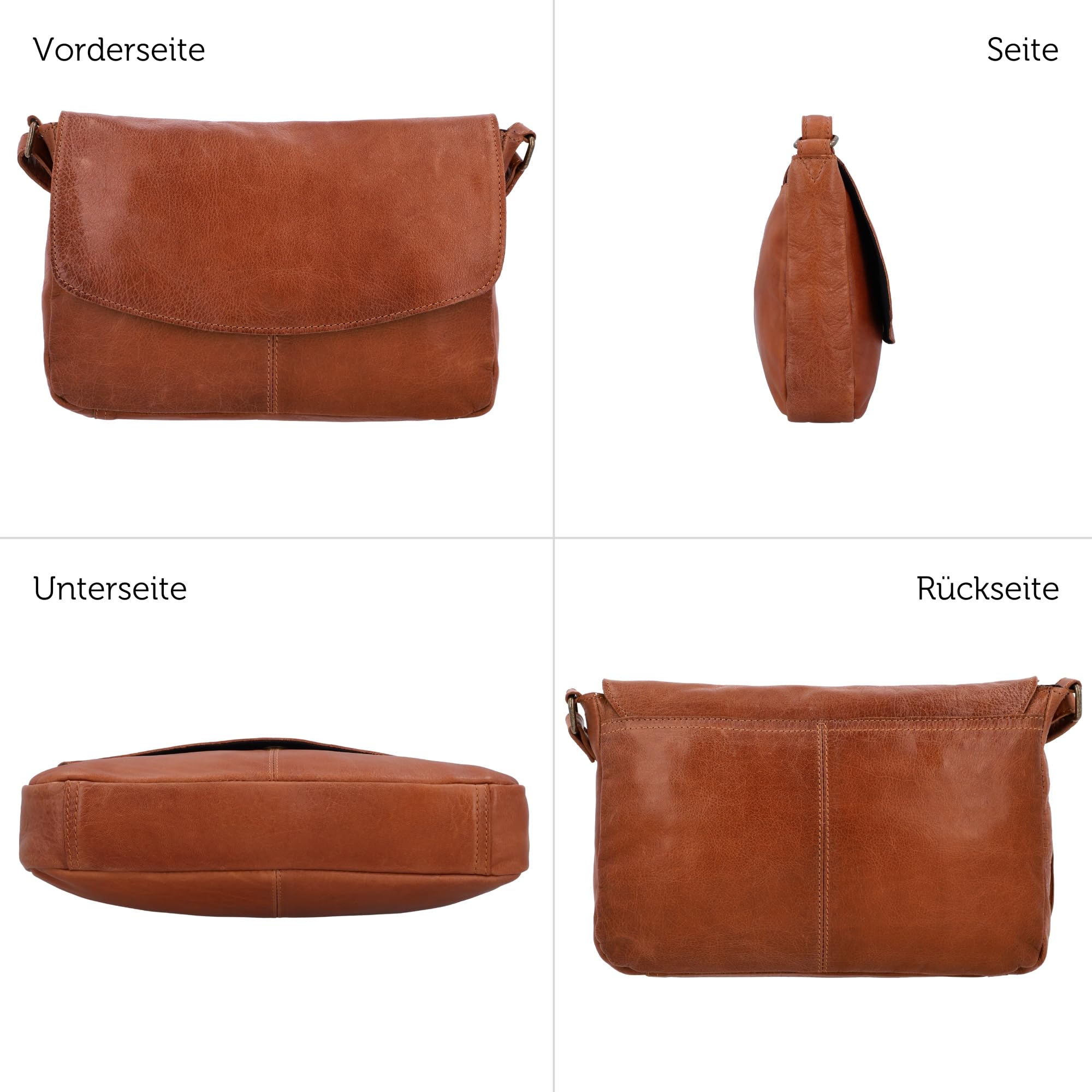 Gusti Leder Umhängetasche Damen - Maisie – Kleine Ledertasche Damen aus Echtleder - Vintage Umhängetasche Leder mit Reißverschluss & Gurt