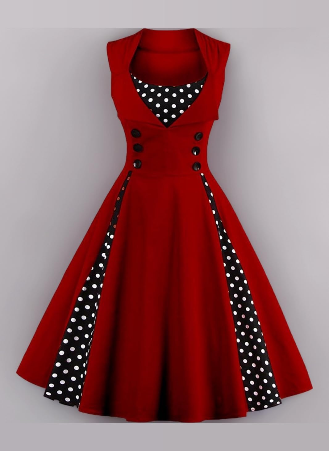 Women 50s Dresses Vintage Style Rockabilly A-line Sleeveless Cotton Knee Length for Prom Vacation Cocktail Party Wedding Guest