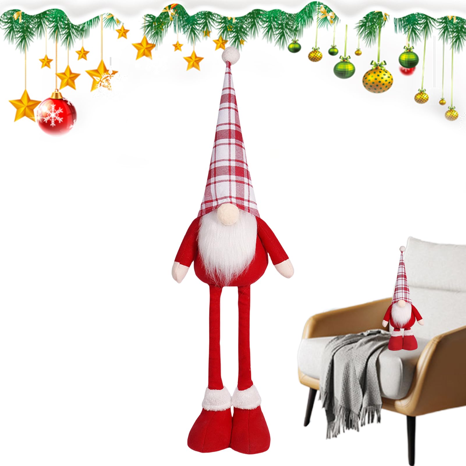 Peluche gnomes de Noël, décor sans visage aux finitions haute couture