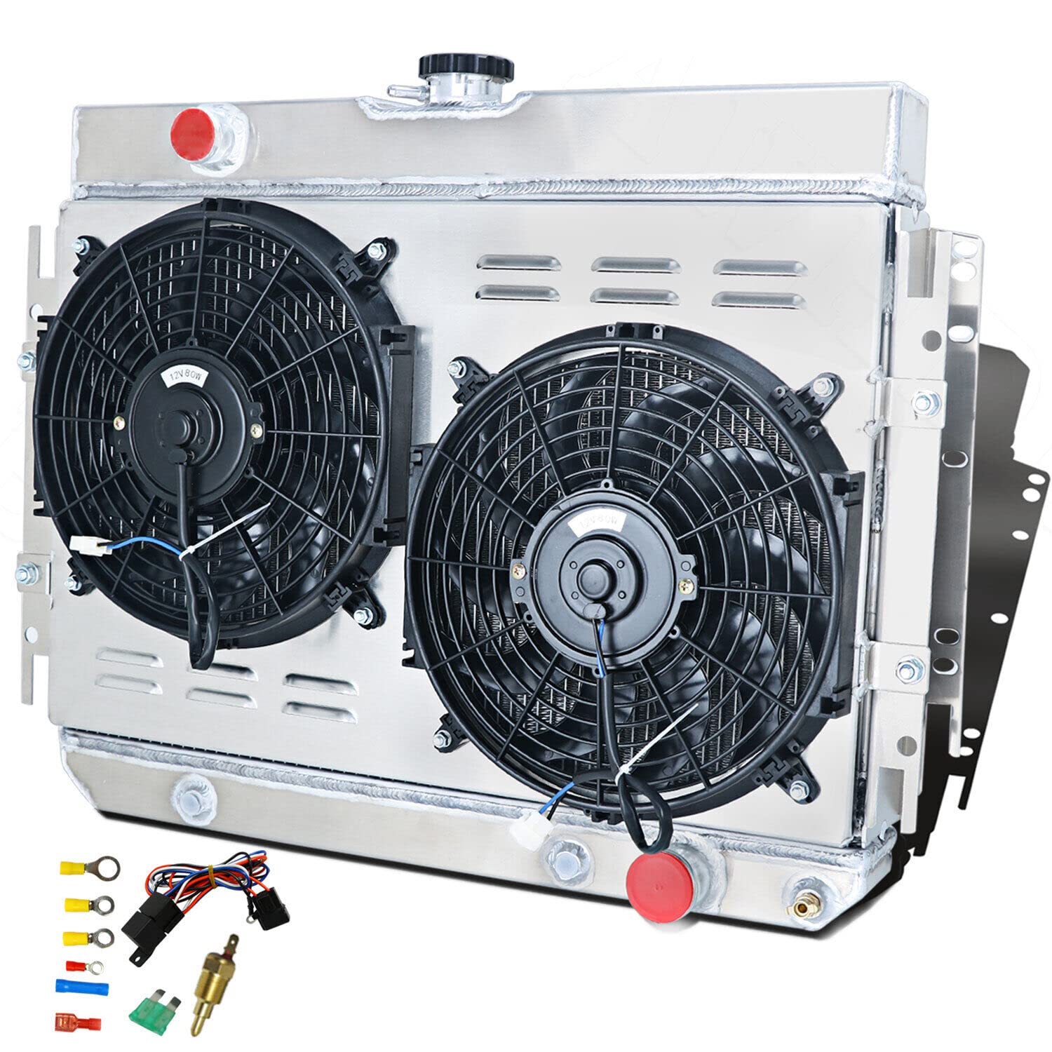 Amazon | ReadyCool 3列アルミニウムラジエーターシュラウドファン 