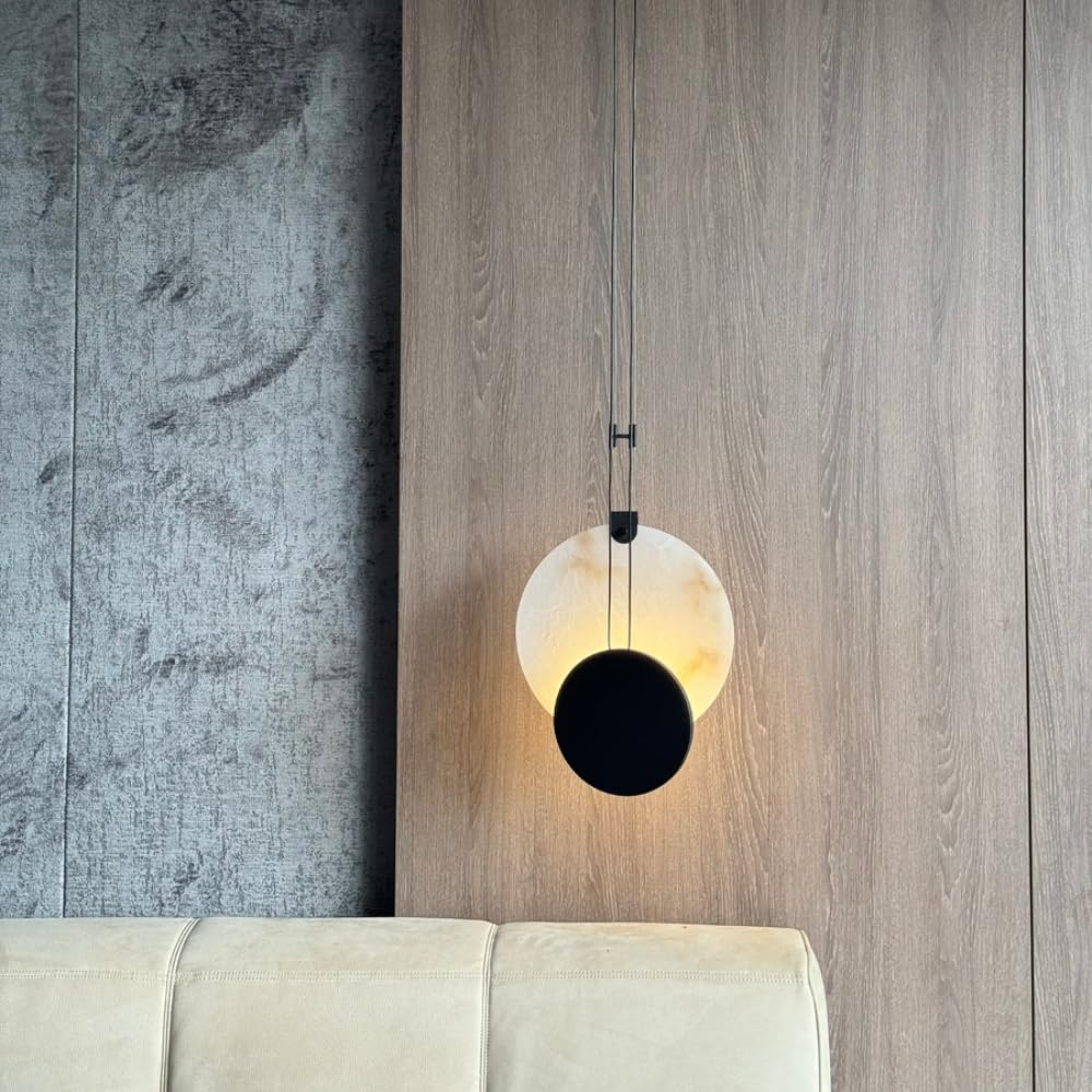 THKSGIV Modern LED Natural Marble Chandelier Bedroom Bedside Minimalist Pendant Lamp