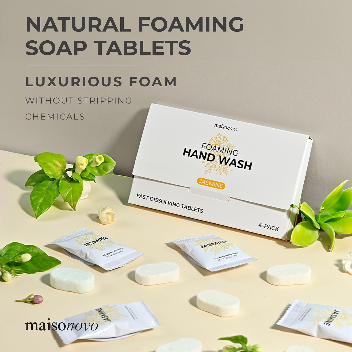 MaisoNovo 4 Pack Jasmine Scent Foaming Hand Soap Tablets image 2