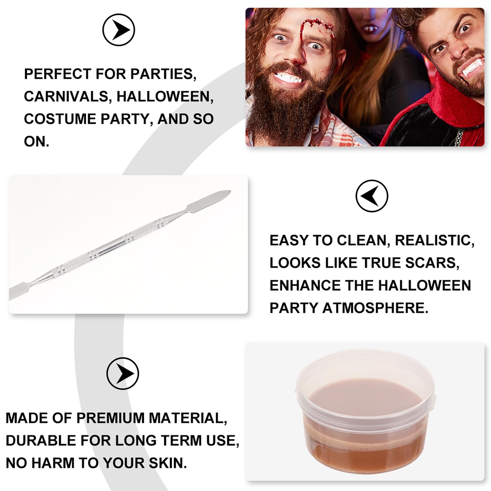 SUPVOX Juego de Maquillaje de Cicatrices Falsas Cera de Efectos Obsequios para Piel, Incluye Espátula, Adecuado para Fiestas de Halloween y Maquillaje Corporal, Kit Profesional