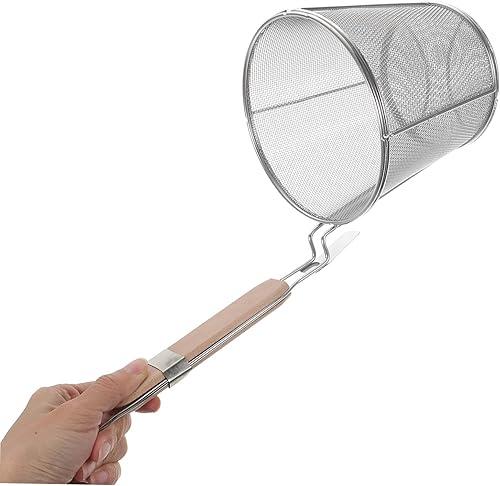 Miniatura 8 de 1 colador de acero inoxidable para freír fideos skimmer cesta de espagueti para hervir cesta de pasta de malla de alambre fino tamiz de alimentos