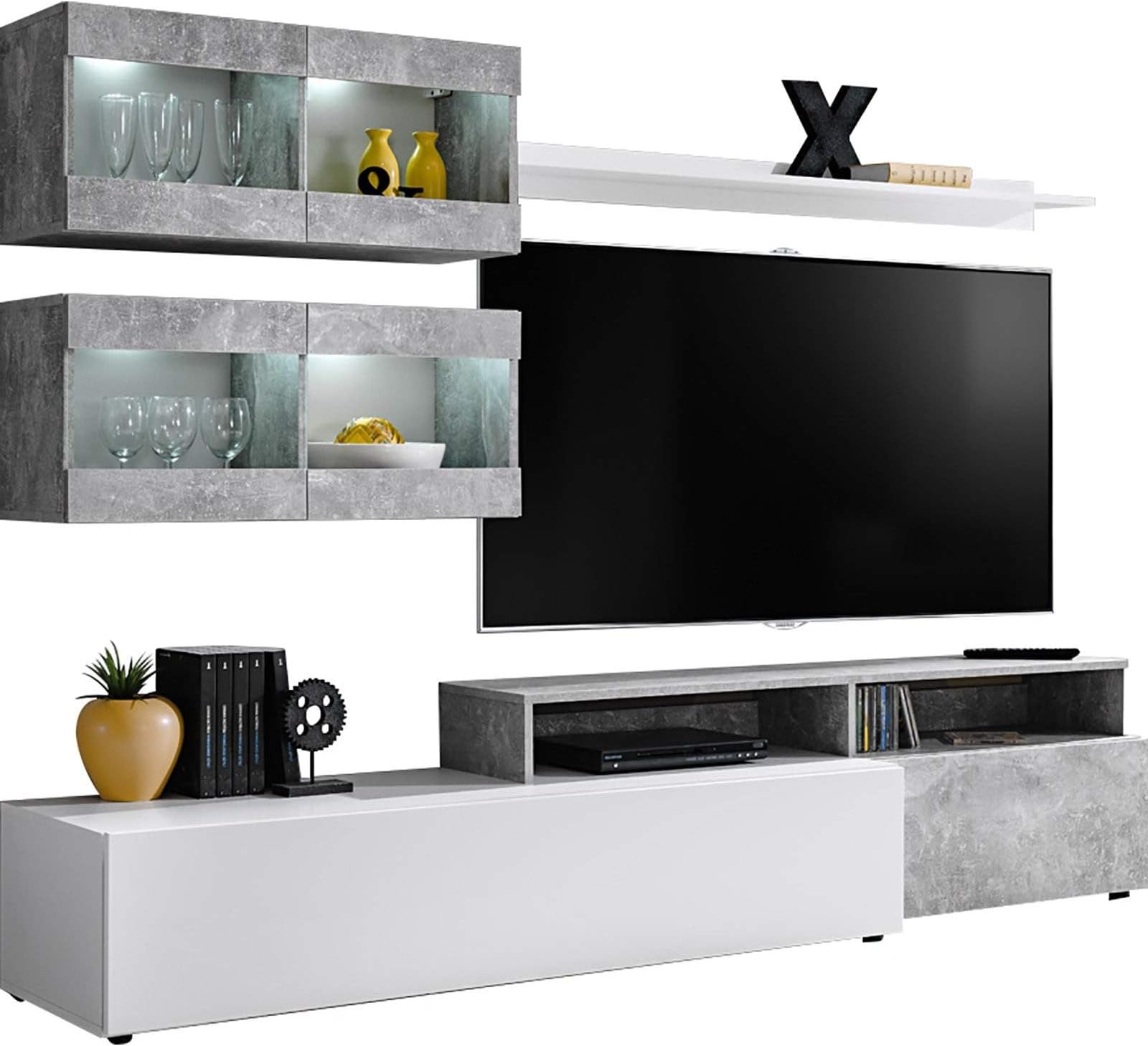 Domadeco Lowell - Modern Media Wall Unit with tv Stand/TV Media Stand