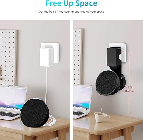 Miniatura 3 de Wall Mount Holder for Echo Pop, Outlet Hanger Stand for Echo Pop, Built-in Cable Management, Black