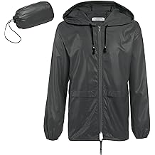 Mens Packable Rain Jacket Lightweight Waterproof Raincoat with Hood Outdoor Rain Gear Travel Hiking Cycling