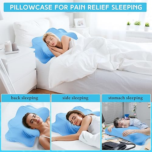 Miniatura 3 de Funda de almohada refrescante para el cuello cervical (solo funda de almohada) Funda de almohada ergonómica con cremallera, funda de almohada