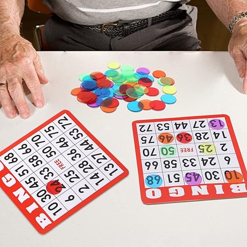Miniatura 4 de GSE Games & Sports Expert Chips de bingo multicolor, 500 fichas de conteo transparentes de alto contraste de 34 pulgadas para juegos de bingo,