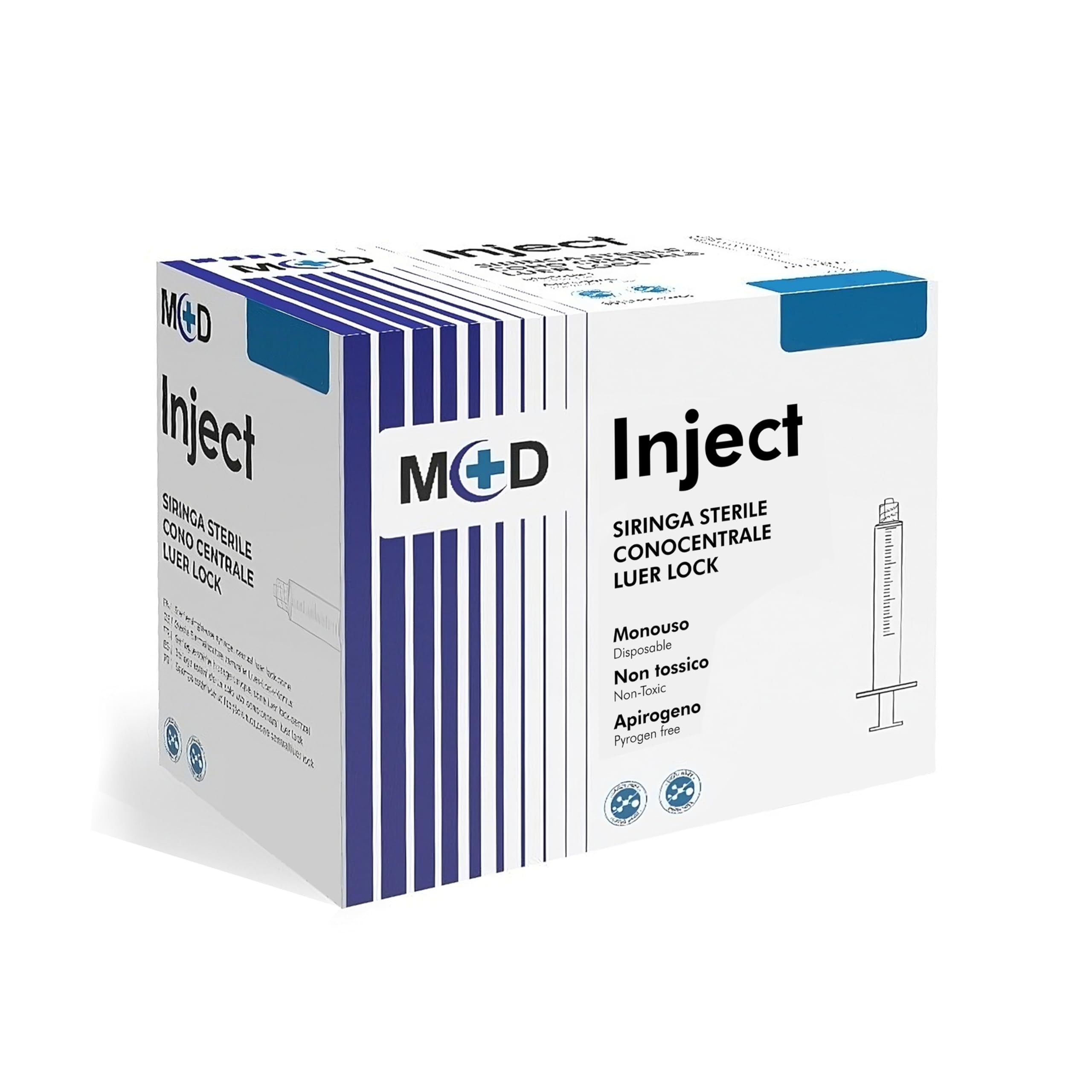 Siringhe monouso sterili 3 ml LUER LOCK 100 pezzi - Siringa sterile senza ago cono centrale M+D