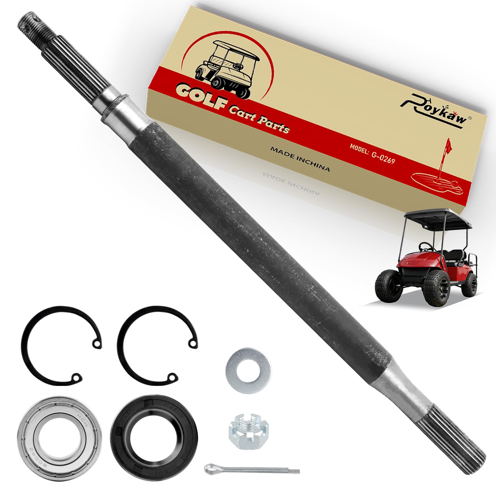 Amazon.com: Roykaw Golf Cart Rear Axle Shaft with Bearing Seal Kit