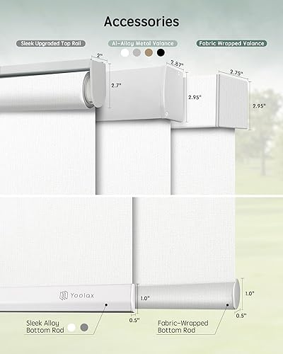 Miniatura 90 de Yoolax Persianas motorizadas con control remoto, persianas inteligentes opacas para ventanas, persianas enrollables motorizadas, persianas Tela