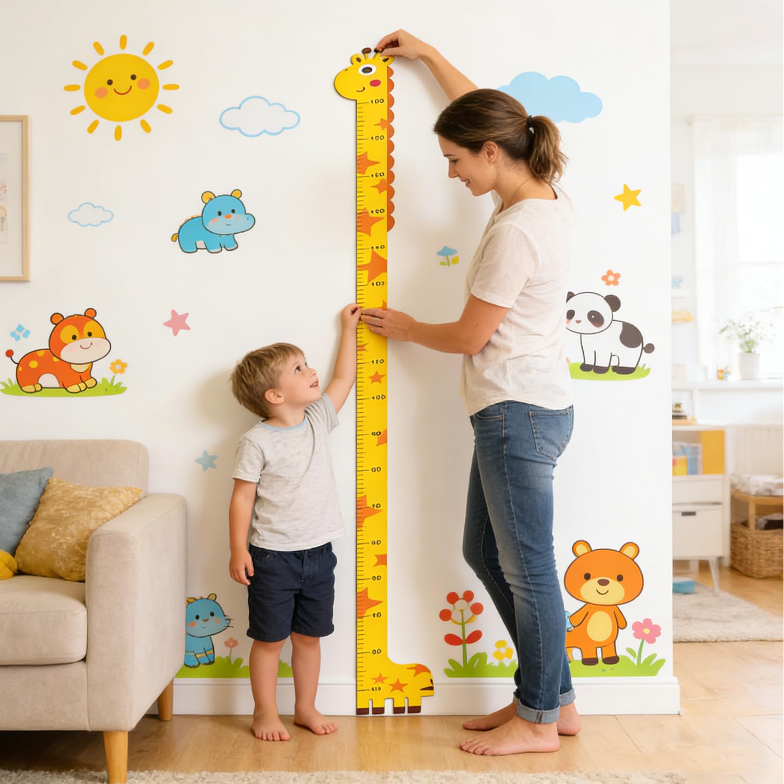 2 Piezas Medidor Altura Niños Pared,20-180 cm Pegatina de Pared para Medir Niño,Medidor de Altura Bebe Autoadhesivo,Tabla de Crecimiento Infantil para Habitaciones Infantiles,Dormitorios,Guarderías — view 6