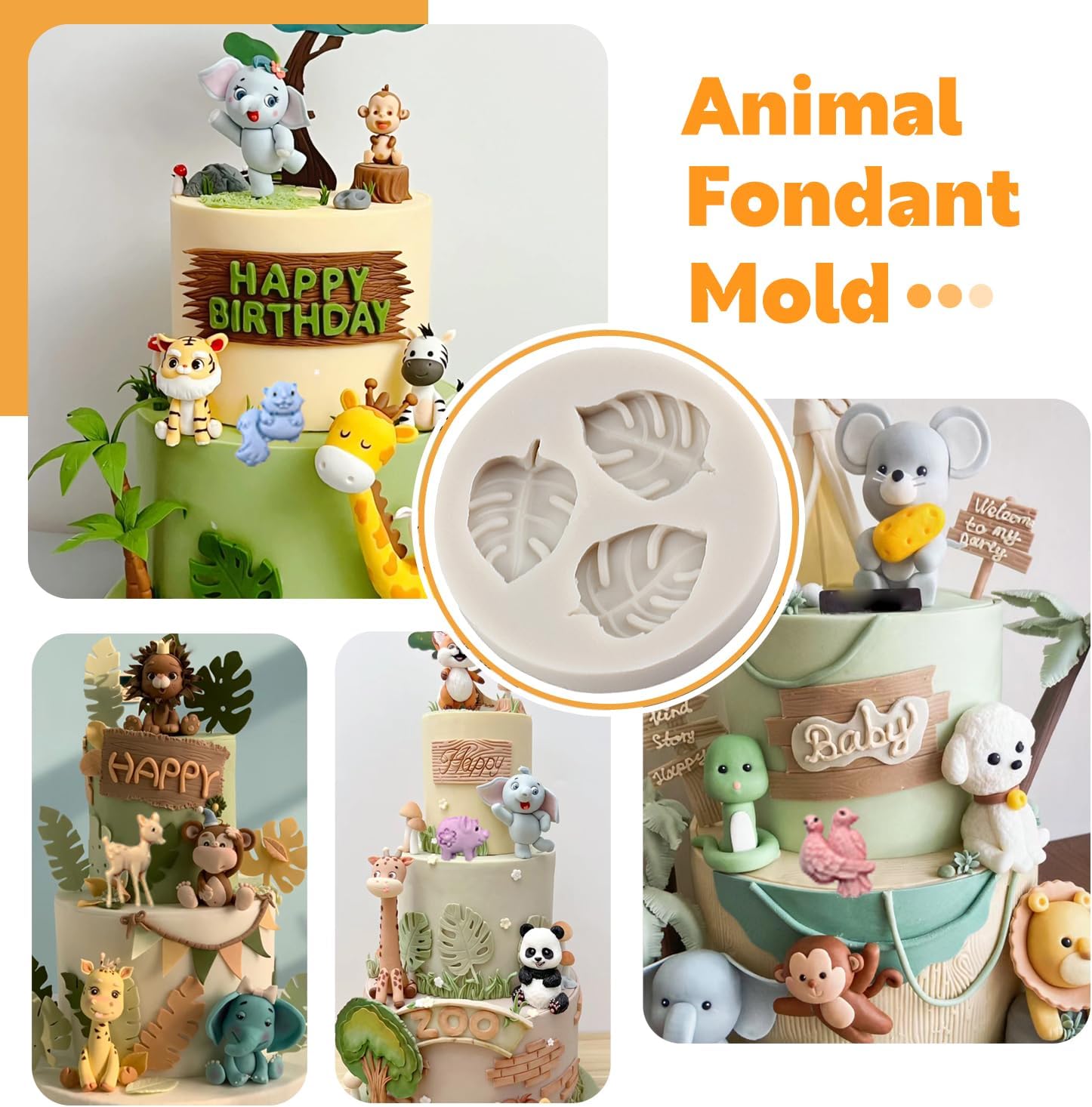 ZiXiang Lot De 7 Moules En Silicone Dinosaures En Forme De Feuille