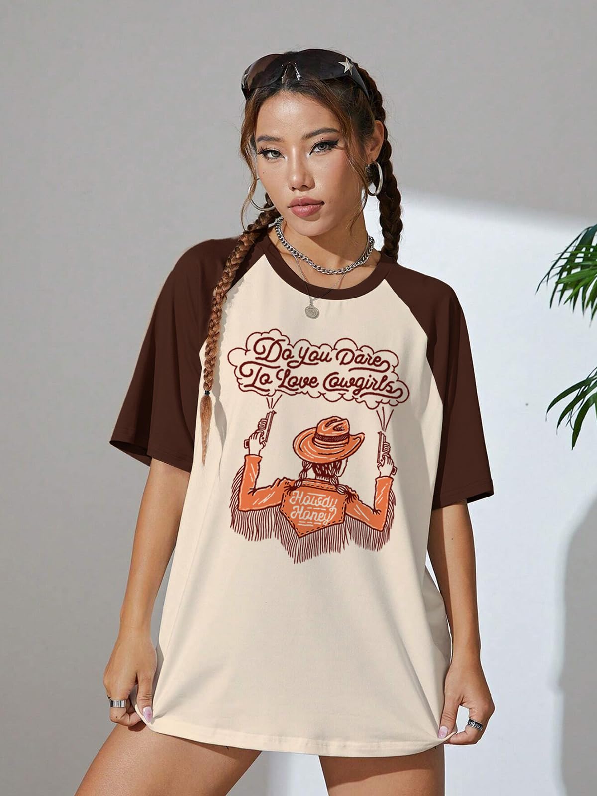 JUNEBERRY 100% czysta bawełna, oversize, luźny krój, styl Boyfriend, pół rękawów, fajny przód i tył, nadruk graficzny, okrągły dekolt, 3 sztuki