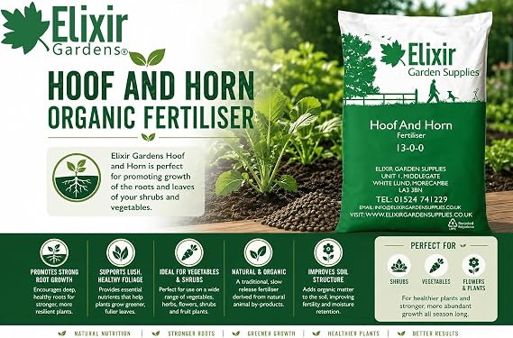 Elixir Gardens 13-0-0 Hoof and Horn Organic Fertiliser 4kg Tub