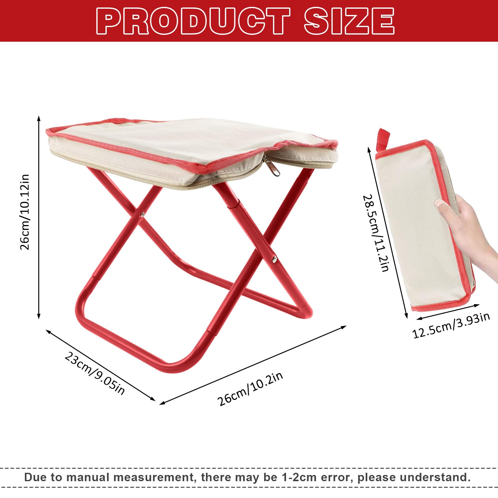 Stool kempingowy 26 cm, przenośny składany stojak z torbą do przechowywania, podnóżek outdoorowy, lekki składany stołek do podróży, wędrówek, ogrodu, wędkowania, grilla, na plażę