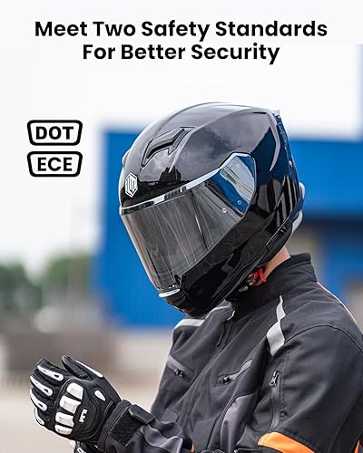 Miniatura 2 de ILM Casco integral para motocicleta con visera doble ligera de fibra de vidrio DOT ECE para hombres mujeres Cascos para motos Modelo MF522P