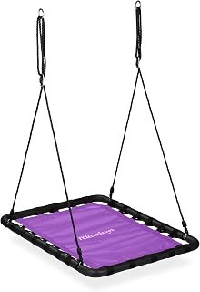 Relaxdays Columpio Nido, 77 x 103 cm, Niños y Adultos, Altura Regulable, hasta 100 kg, Balancín Jardín, Morado/Negro, Acero