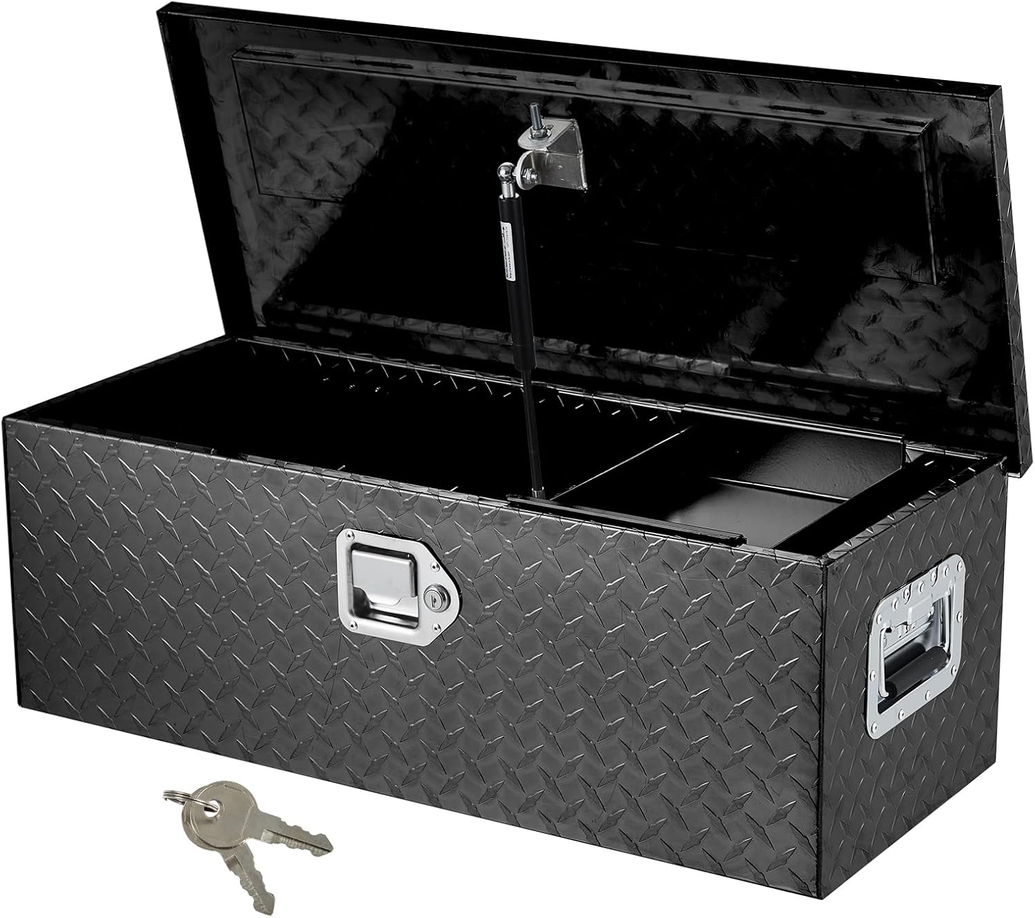 30 Inch Tool Box for Truck, Aluminum Truck Bed Toolboxes with Sliding Shelf, Heavy Duty Waterproof Tool Box Organizer Chest for Pick Up Truck Rv Trailer - Black