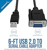 Vista 2 de SABRENT - Cable adaptador USB 2.0 a serie (9 pines) DB-9 RS-232 de 6 pies [con chipset FTDI] (CB-FTDI)