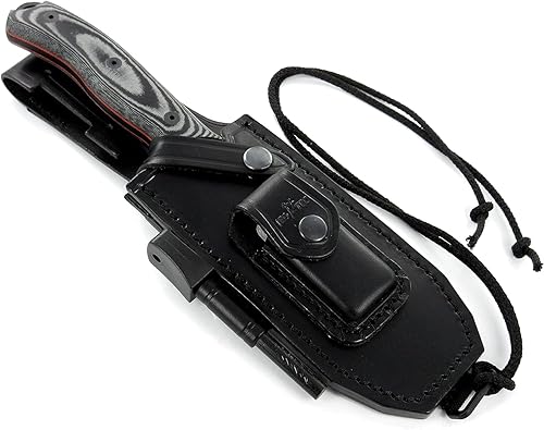 Miniatura 5 de JEO-TEC N9 Bushcraft Survival Hunting Camping Cuchillo de hoja fija, MOVA de acero inoxidable, 11 pulgadas en general, funda de cuero multiposición,