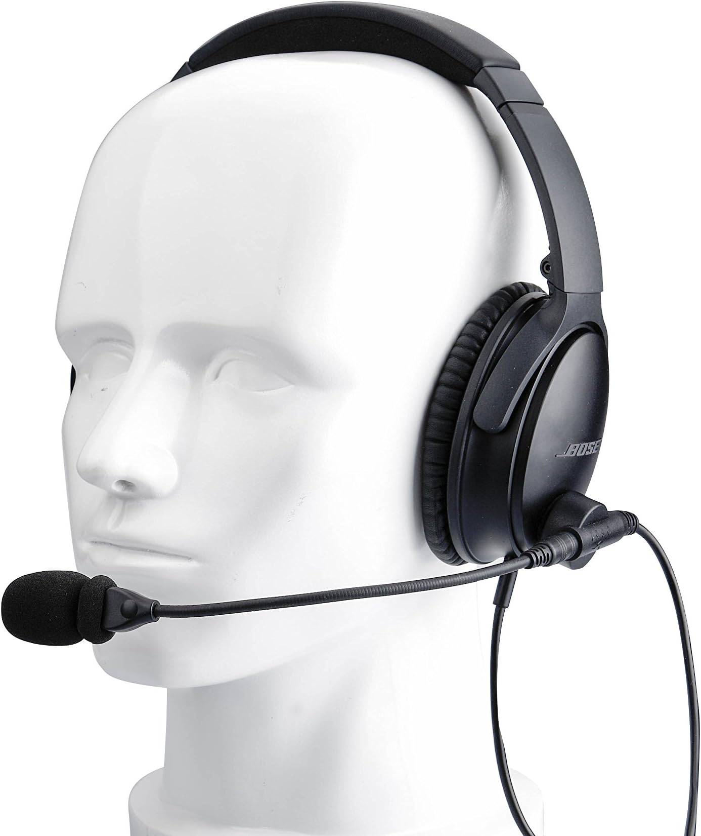 Aviation Microphone Attachment. Compatible with Bose QC25 and QC35 Noise Cancelling Headphones.