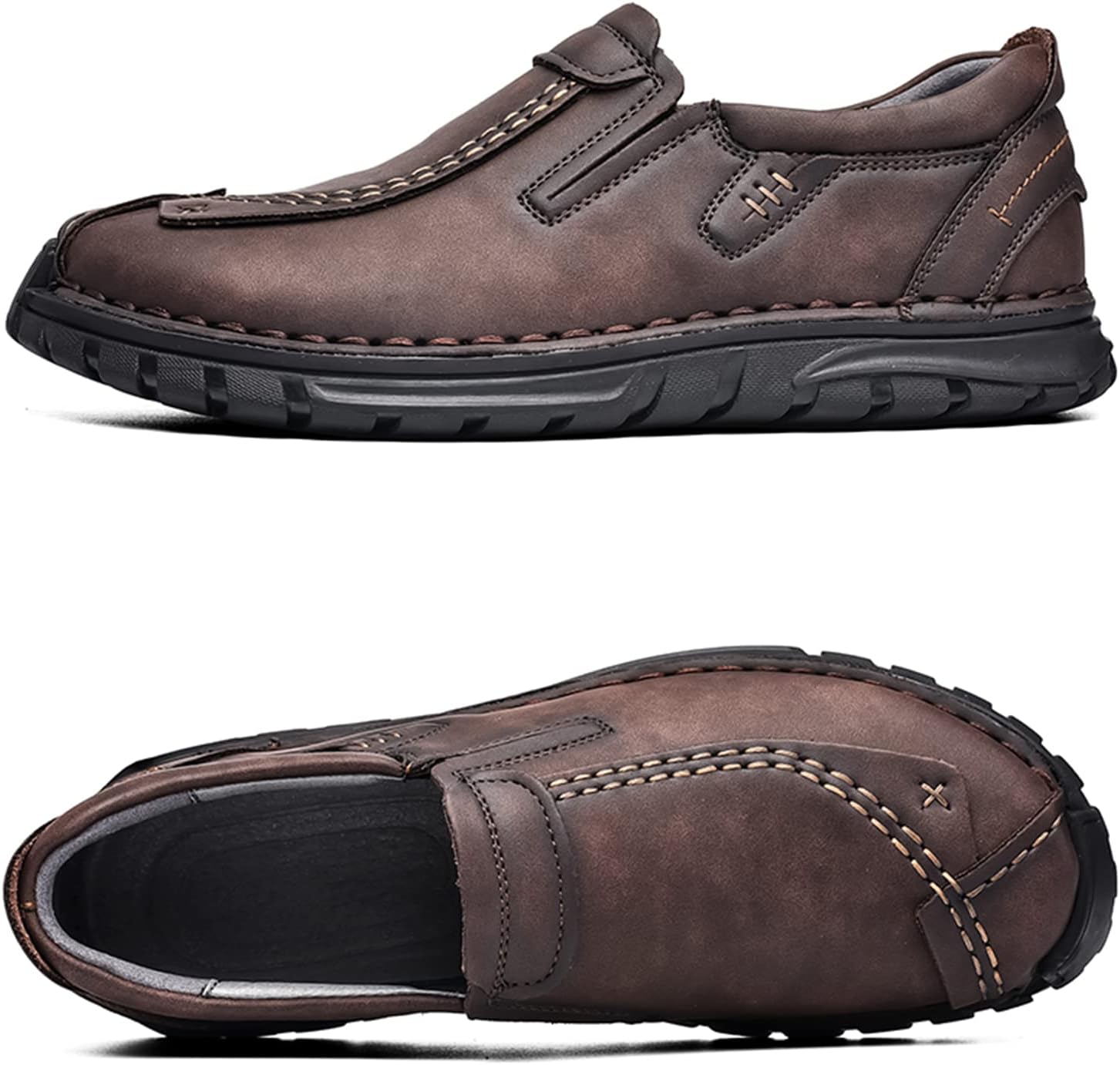 Men's Leather Shoes Casual Loafers Slip on Comfortable Walking Driving Shoes for Men - Image 3