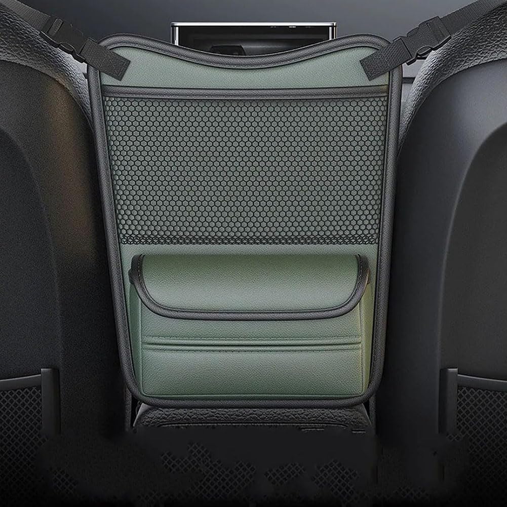 Organizador Asiento Coche para Fiat Sedici/Siena Petra Palio/Strada, Gran Capacidad para Colgar Bolsa Almacenamiento Duradera, Organizador Universal Cuero,Green-Regular Model