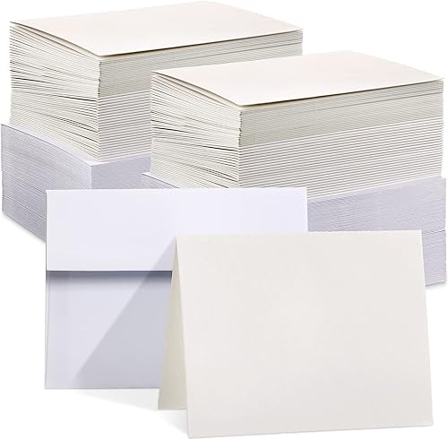 Juego de 200 tarjetas y sobres blancos en blanco pesados, tarjetas postales A2, tarjetas plegadas para bricolaje, tarjetas de felicitación,