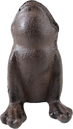 Miniatura 7 de Ebros Gift Tope de puerta de hierro fundido rústico con diseño de rana de sapo para yoga, decorativo, coleccionable, estatua de cuña
