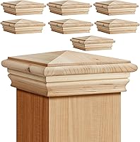 Geetery 8-Pack 4x4 Cedar Wood Fence Post Caps - Durable Newel Post Toppers for Decks, Fences & Mailboxes