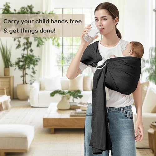 Miniatura 6 de Arnés para anillo de bebé, ligero portabebés para niños pequeños, portabebés de algodón (7-35 libras) para bebés y niños pequeños, regalos de baby