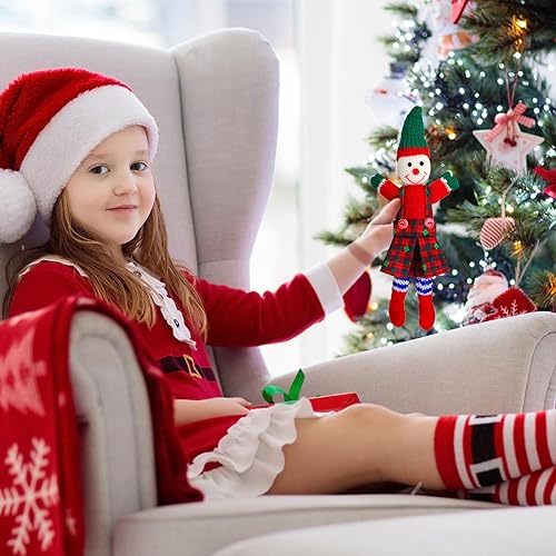 Miniatura 4 de Juego de 4 piezas de accesorios de ropa de muñeca elfo de Navidad para niño y niña, muñeca elfa, falda a cuadros, vestido de elfo de Santa y