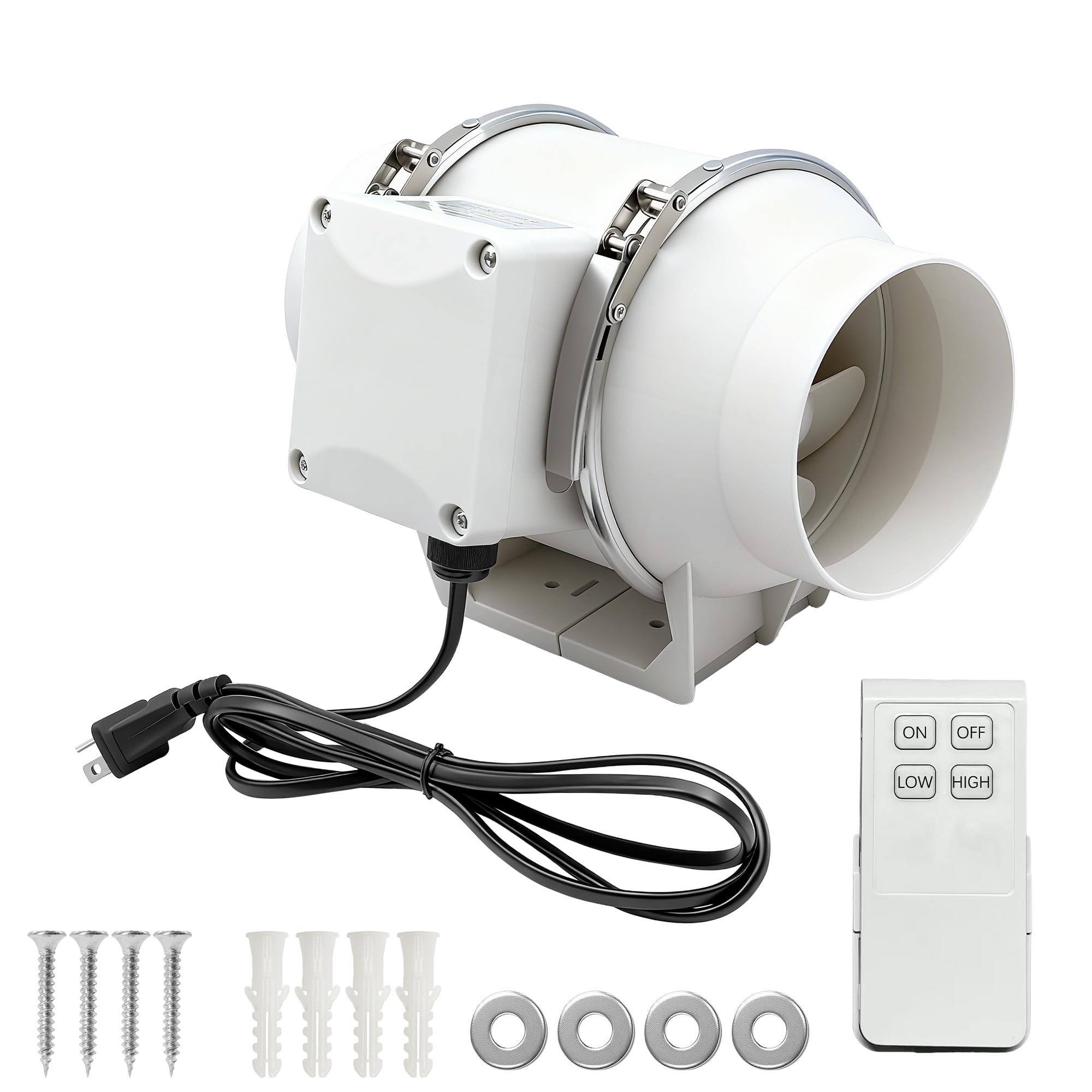 Photo 1 of ***MISSING REMOTE/ REQUIRES 220V CIRCUIT*** 8 Inch Inline Duct Fan with Remote Control, 740 CFM High Efficiency Ventilation Blower for Exhaust and Fresh Air Intake, Suitable for Bathroom, Kitchen, Grow Tent, Hydroponics & 3D Printer