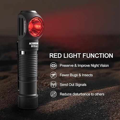 Miniatura 4 de ACEBEAM Linterna frontal de trabajo, H15 2.0 multifuncional 90 grados de ángulo recto linterna de cabeza 2800 lúmenes altos LED USBC recargable con
