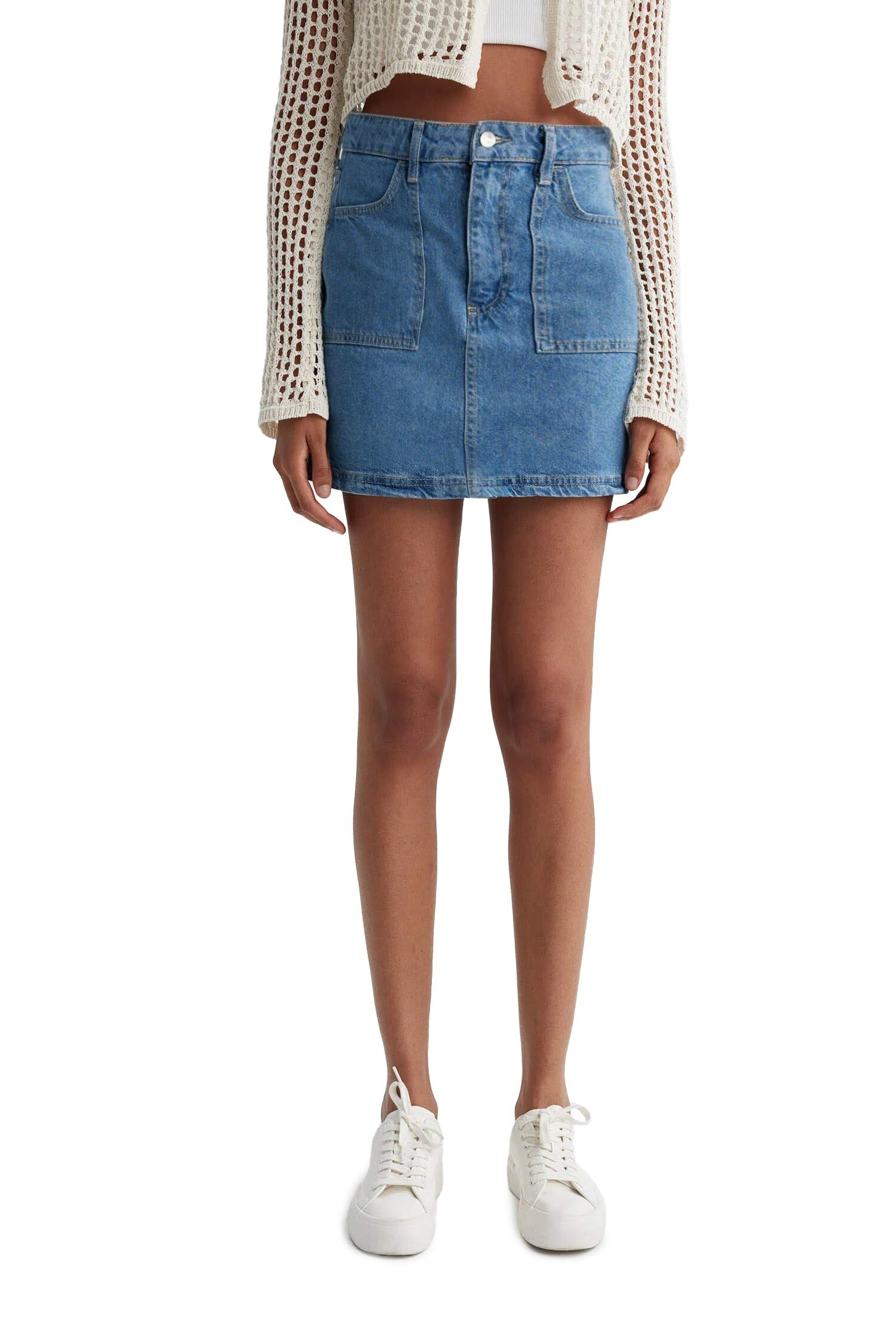 Kadın Kargo Fit Jean Mini %100 Pamuk Etek