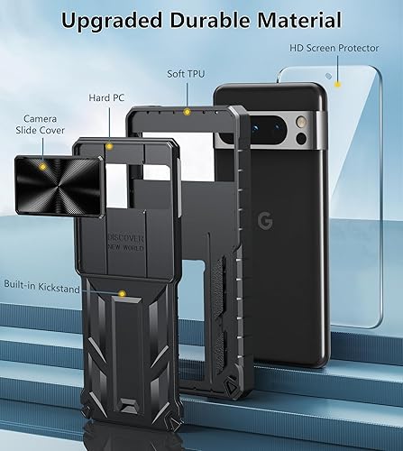Miniatura 5 de FNTCASE Funda para Google Pixel 8-Pro funda protectora de grado militar a prueba de caídas para teléfono celular Pixel 8pro con soporte y tobogán