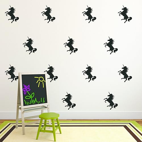 Miniatura 3 de Juego de 20 calcomanías de vinilo para pared, patrón de unicornios, 5 x 4 pulgadas cada uno, hermosos adhesivos femeninos, calcomanía de unicornio