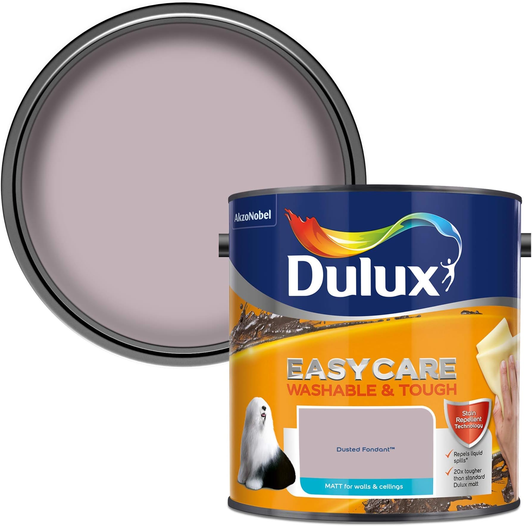 Dulux Easycare Washable & Tough Matt Emulsion Paint For Walls And Ceilings - Dusted Fondant 2.5 Litres
