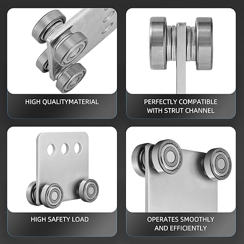 Miniatura 10 de 2 rodillos de montaje de carro de 6 ruedas, 6 rodillos, montaje de carro de seis cojinetes para 1-58 pulgadas de ancho y todos los canales de puntal