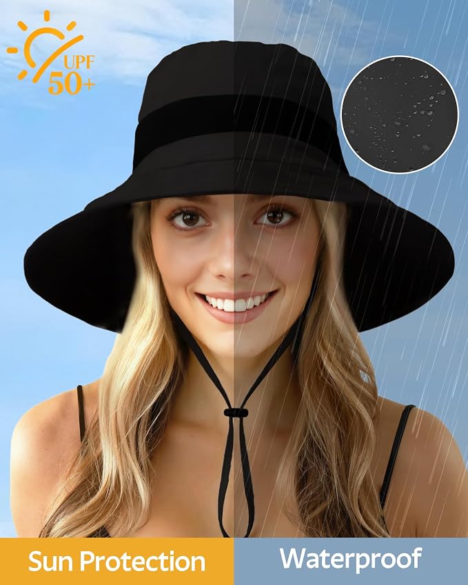 Sombreros de verano para mujer con protección UV, impermeables y de ala ancha miniatura 5