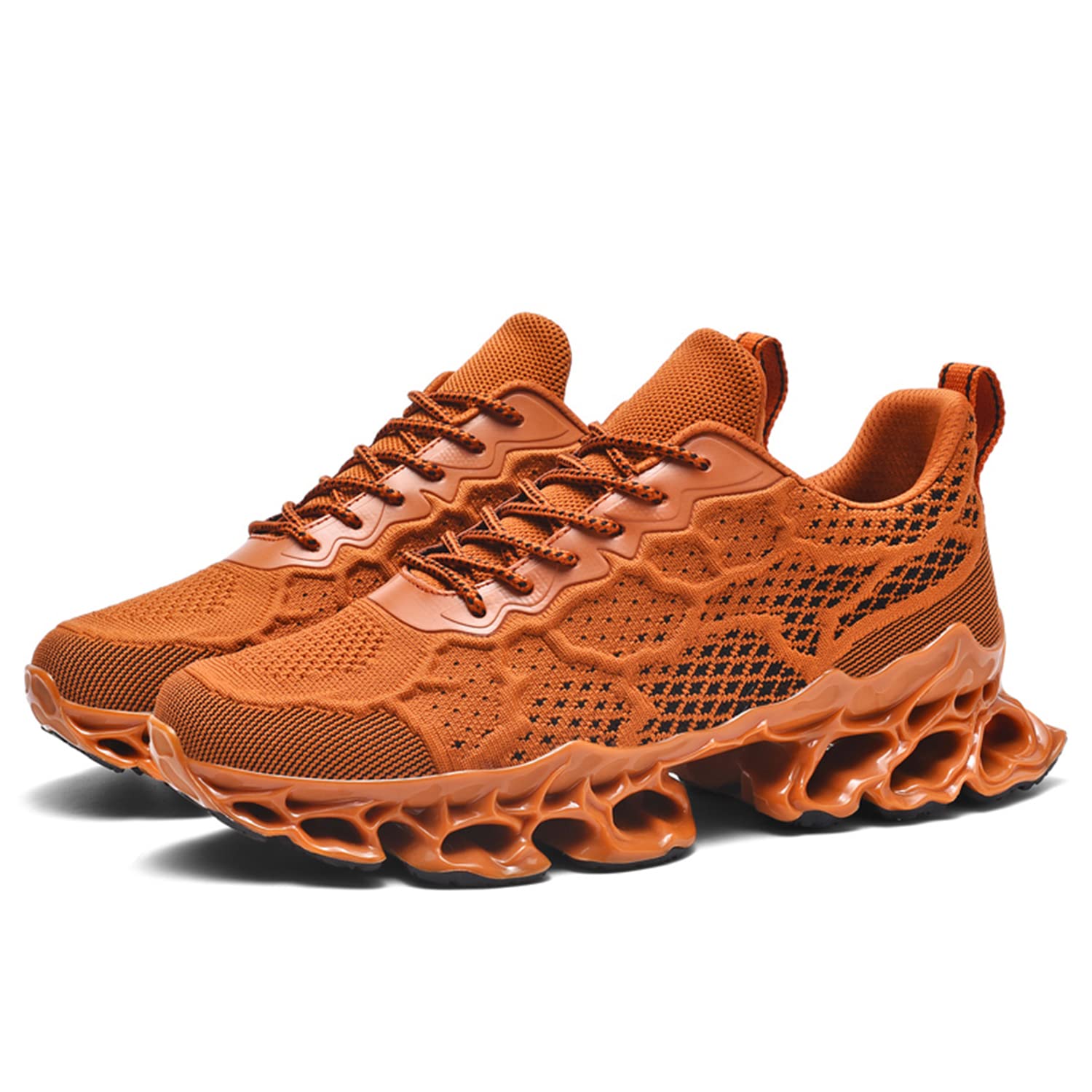 Nuofado Men Sport Trail Running Athletic Blade Sneakers Walking Shoes Tennis Shoes Brown Size 8