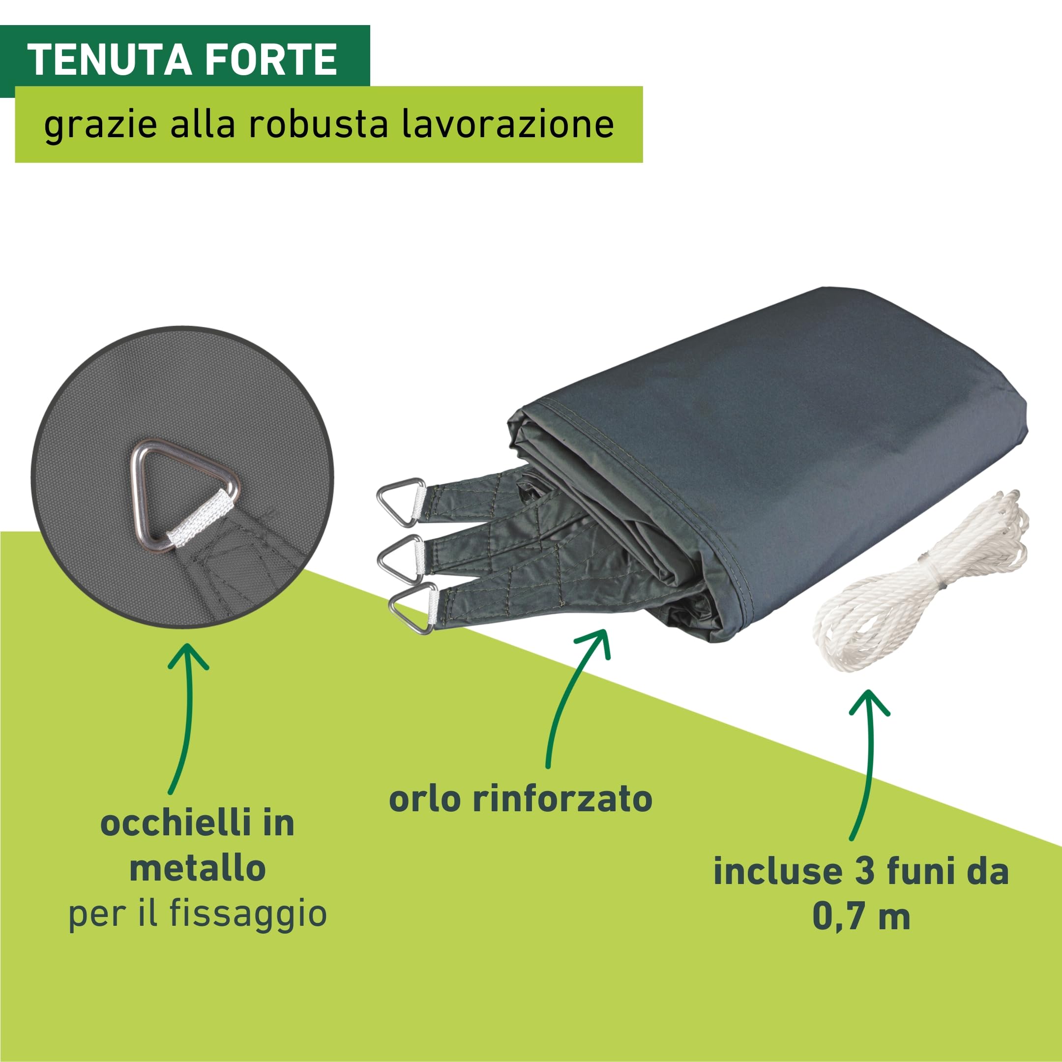 Windhager Cannes 10715 - Tenda Parasole Triangolare, 4 x 4 m, per Giardino e terrazzo, Resistente ai Raggi UV e alle intemperie, Colore: Antracite