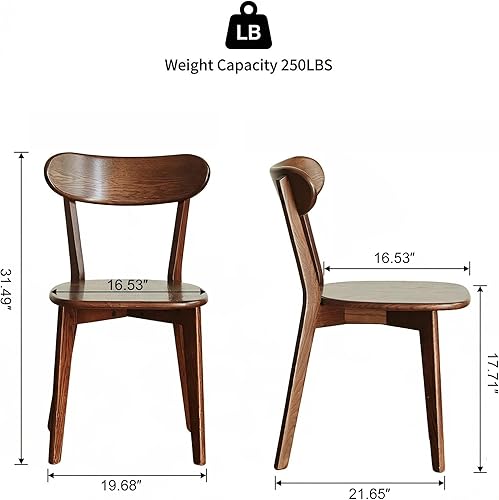 Miniatura 2 de Sillas de comedor de madera de roble, sillas de comedor modernas de mediados de siglo con cómodo respaldo curvo, sillas de madera para cocina,