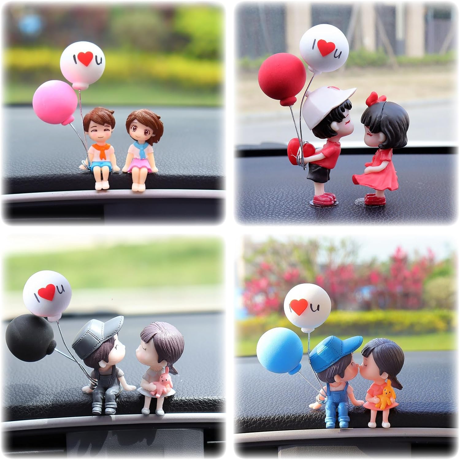 Car Decoration Cute Cartoon Couples Action, Couple Cute Ornaments for Car, accesorios para carro, Car Interior Decoration Cute Couple Car Interior Ornament (4 Pairs)