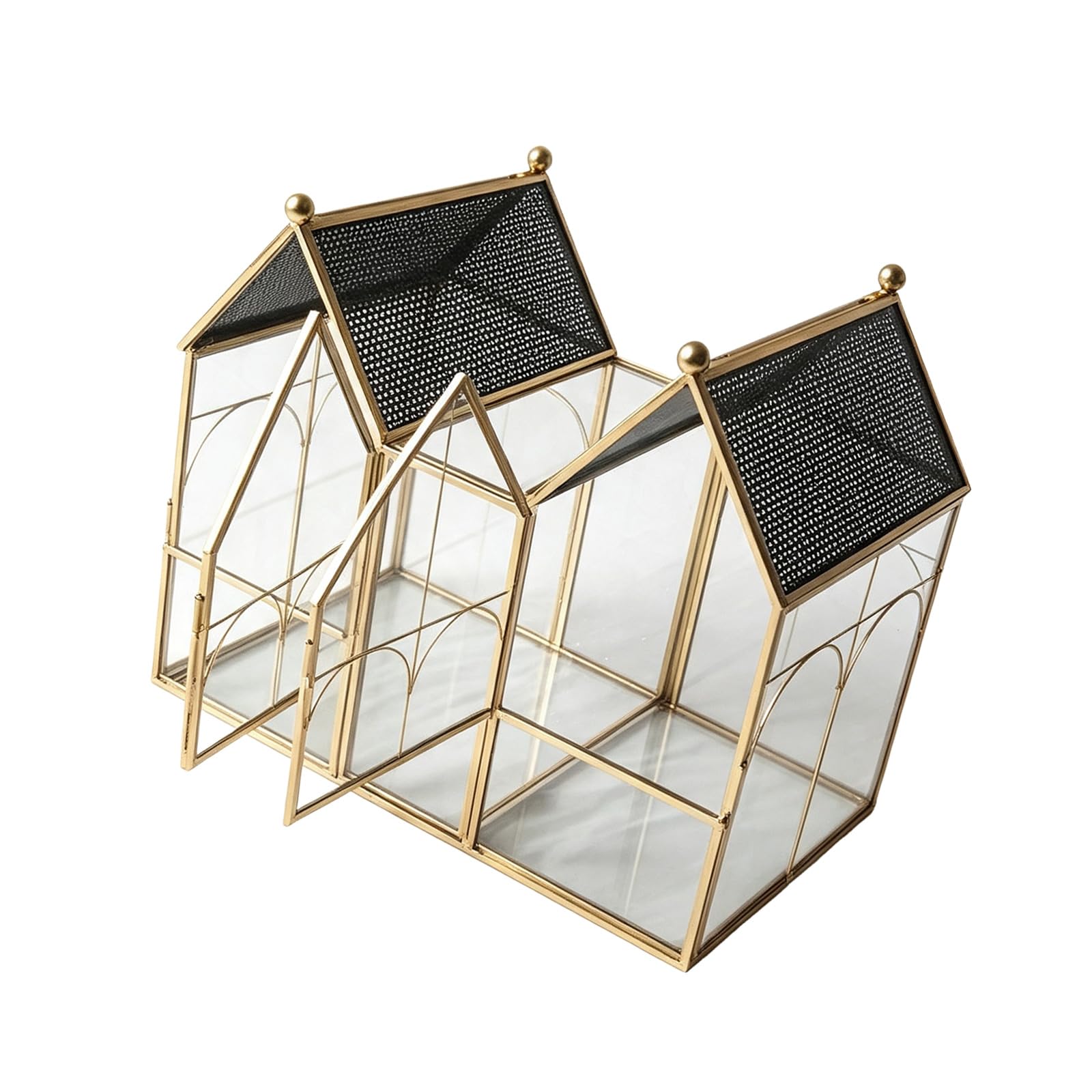 Contenitore per esposizione per terrario, Gold Double Roof