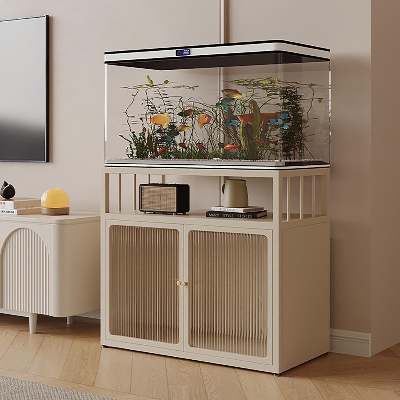 Szafka pod Akwarium 20-100 Litrów, Stojak pod Akwarium dla Gadów/Terrarium Heavy Metal(White,60x40x70cm/24x16x28in)