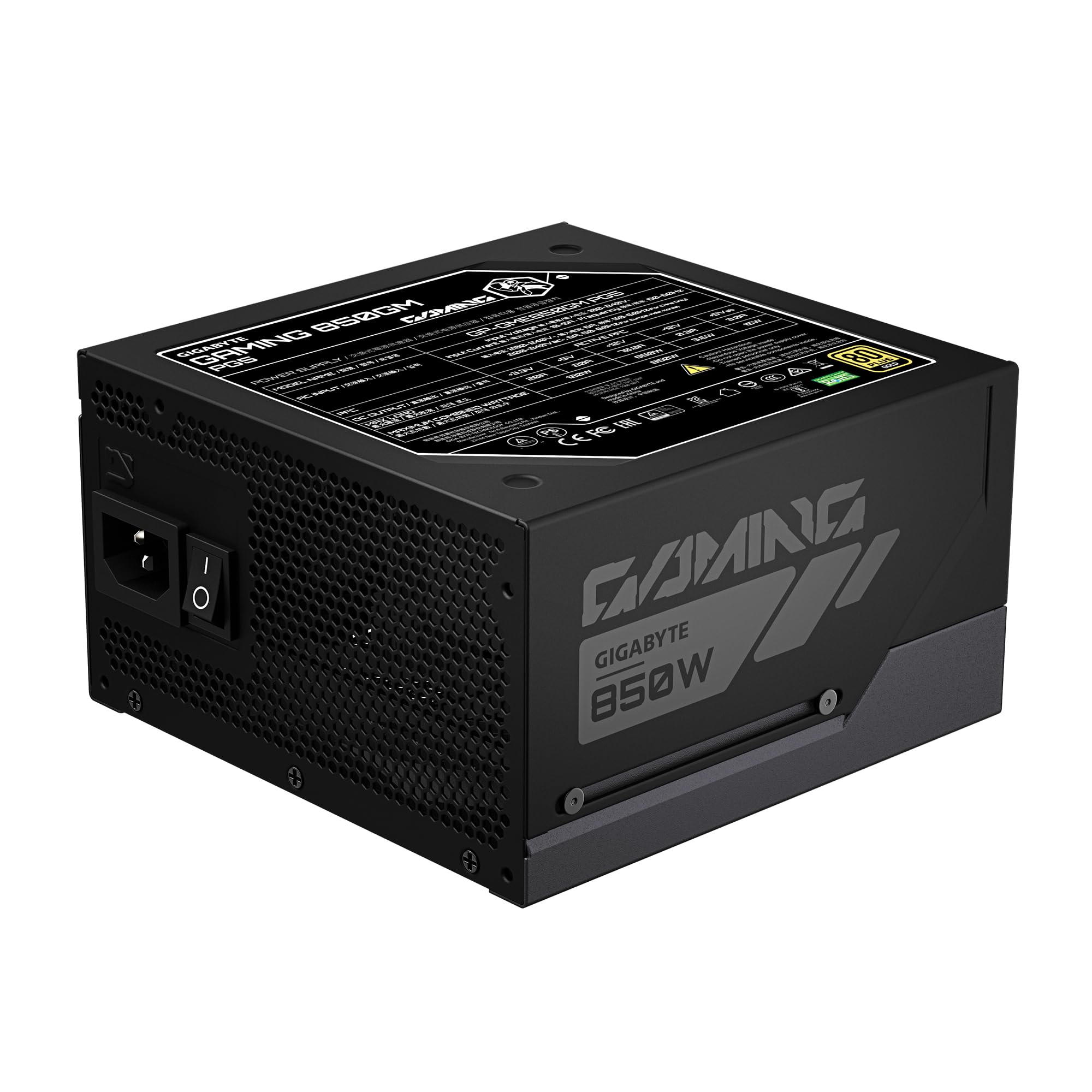 GIGABYTE GAMING 850GM PG5 zasilacz - PCIe 5.1, 80 PLUS Gold, w pełni modułowa konstrukcja, wentylator 135 mm, kompatybilny z ATX 3.1, wtyczka EU